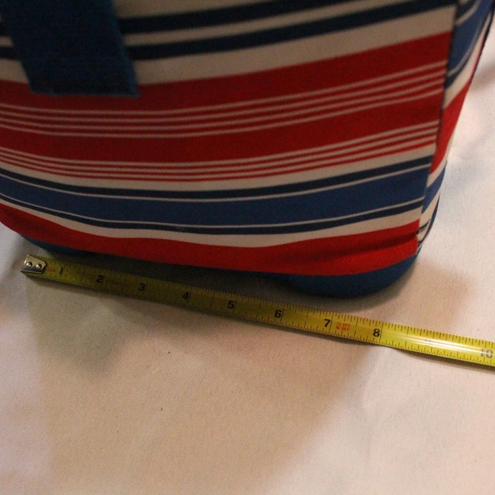 Target Blue Red Striped Insulated Lunch Cooler Bag Drink Holders Picnic Travel‎